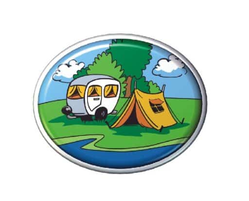 Logo with tent and caravan