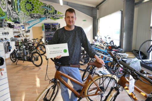 Michael Pietz from Elbe eBikes in his store