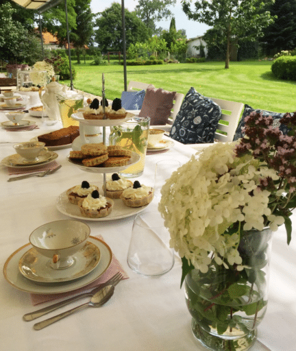 Covered table in the estate park