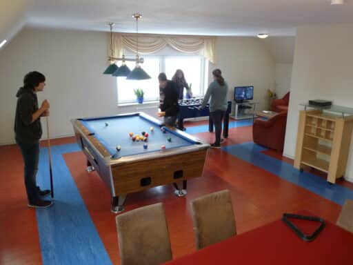 Club room with billiards, table soccer and board games