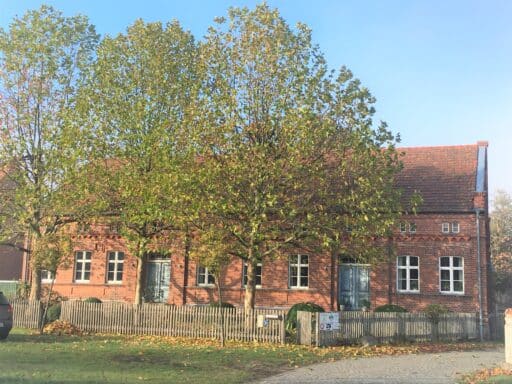 The Nickel farmhouse is a typical brick house.